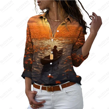 Letné nové dámske tričko kvet rieky 3D vytlačené lady tričko ležérny štýl, dámy módne tričko, voľné trendové dámske tričko