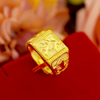 Zlato obchod s 999 zlatý prsteň mužov šťastie nastaviteľné 5D skutočný zlatý prsteň hladké plachtenie panovačný muž krúžok