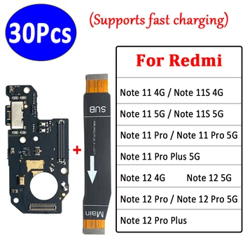 30Pcs，Testované Pre Xiao Redmi Poznámka 11 11s 4G 11 12 Pro Plus 5G USB Nabíjací Port Konektor Mikrofónu Doske Doske Kábel