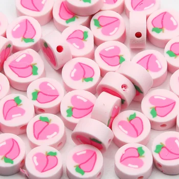 Peach Pink Hlinené Guľôčky 20-100ks Roztomilý Ovocie Cartoon Ílu Polyméru Korálky Pre Šperky, Takže DIY Náramky Príslušenstvo Ručné