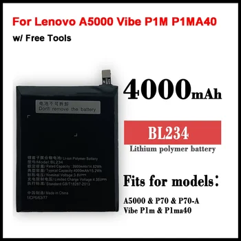  Plný 4000mAh BL234 Batérie pre Lenovo A5000 Atmosféra P1M P1MA40 P70 P70t P70-T Batériu Mobilného Telefónu