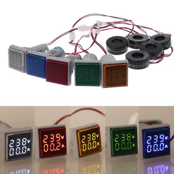 LED Displej LED Voltmeter Digitálny Tester Napätia Prúdu Detektora Námestie 22 mm Duálne Zobrazovanie Panela Voltmeter Ammeter